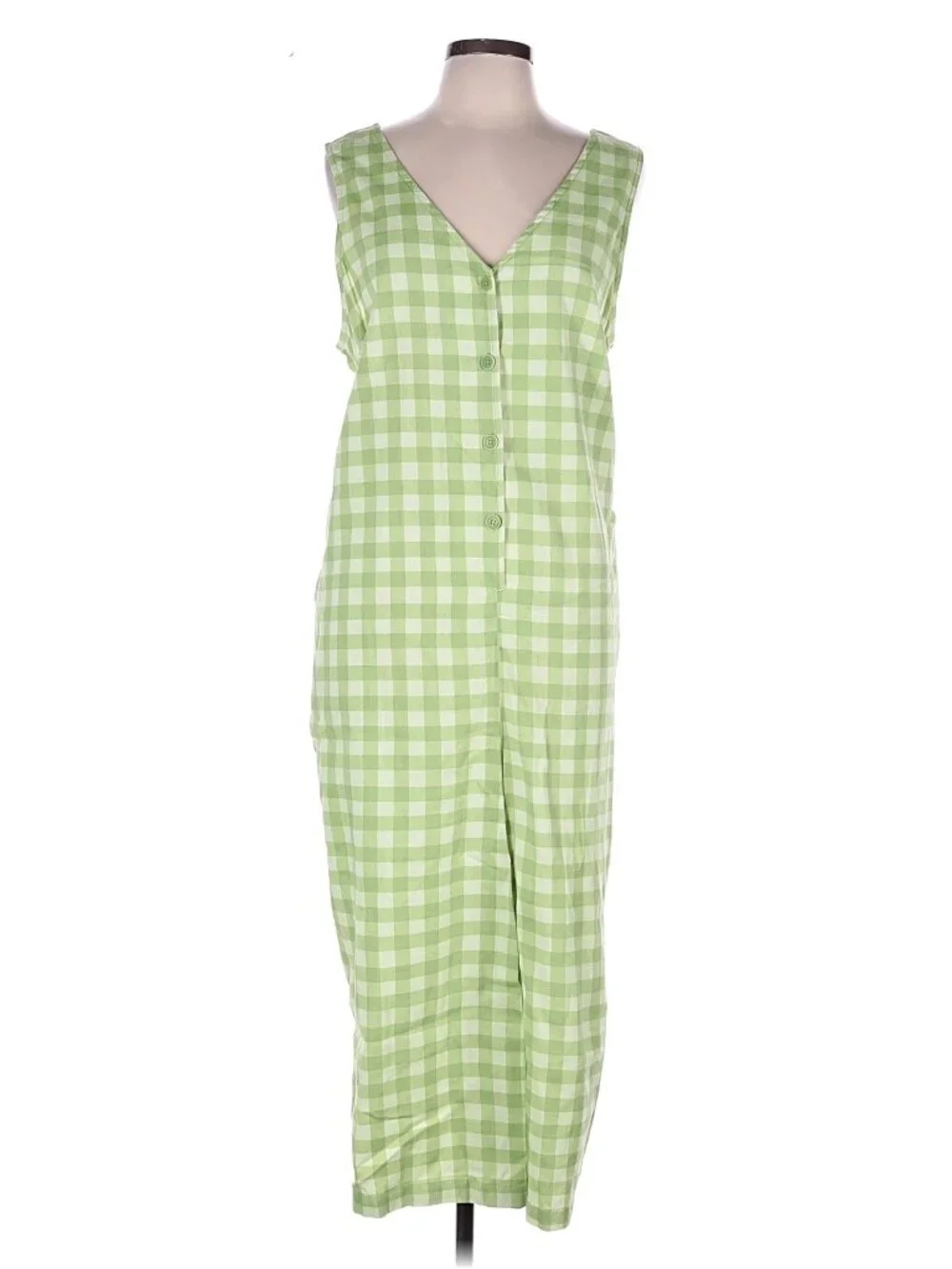 Lucy & Yak Finn Jumpsuit Grayson Gingham Green UK 18/US 14 NWT Organic Cotton